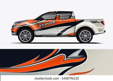 Truck wrap design vector. Graphic abstract stripe racing background kit designs for wrap vehicle, race car, rally, adventure and livery dekal
