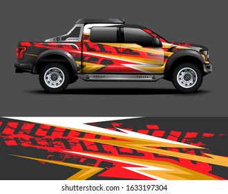 Truck wrap design vector. Graphic abstract stripe racing background kit designs for wrap vehicle, race car, rally, adventure and livery
