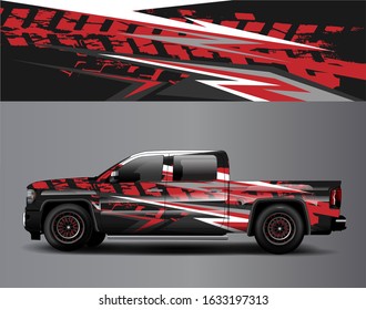 Truck wrap design vector. Graphic abstract stripe racing background kit designs for wrap vehicle, race car, rally, adventure and livery
