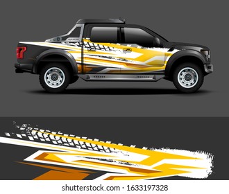 Truck wrap design vector. Graphic abstract stripe racing background kit designs for wrap vehicle, race car, rally, adventure and livery

