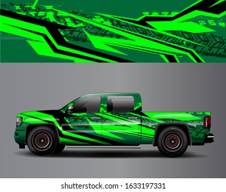 Truck wrap design vector. Graphic abstract stripe racing background kit designs for wrap vehicle, race car, rally, adventure and livery

