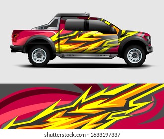 Truck wrap design vector. Graphic abstract stripe racing background kit designs for wrap vehicle, race car, rally, adventure and livery
