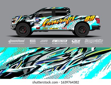 Truck wrap design vector. Graphic modern abstract stripe racing background kit for wrap vehicle, race car, rally, adventure and livery