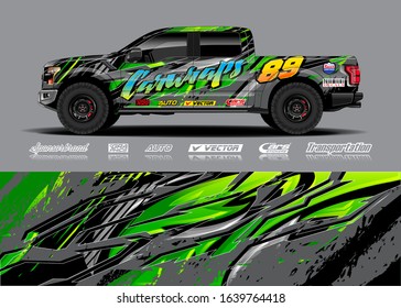 Truck wrap design vector. Graphic modern abstract stripe racing background kit for wrap vehicle, race car, rally, adventure and livery