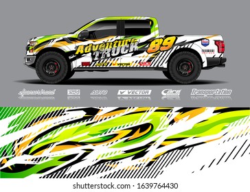 Truck wrap design vector. Graphic modern abstract stripe racing background kit for wrap vehicle, race car, rally, adventure and livery