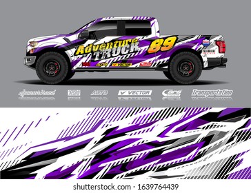 Truck wrap design vector. Graphic modern abstract stripe racing background kit for wrap vehicle, race car, rally, adventure and livery