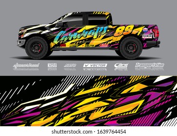 Truck wrap design vector. Graphic modern abstract stripe racing background kit for wrap vehicle, race car, rally, adventure and livery