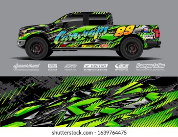 Truck wrap design vector. Graphic modern abstract stripe racing background kit for wrap vehicle, race car, rally, adventure and livery