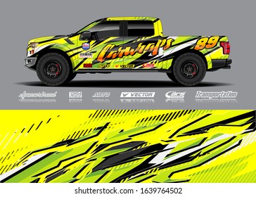 Truck wrap design vector. Graphic modern abstract stripe racing background kit for wrap vehicle, race car, rally, adventure and livery