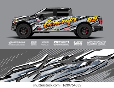 Truck wrap design vector. Graphic modern abstract stripe racing background kit for wrap vehicle, race car, rally, adventure and livery