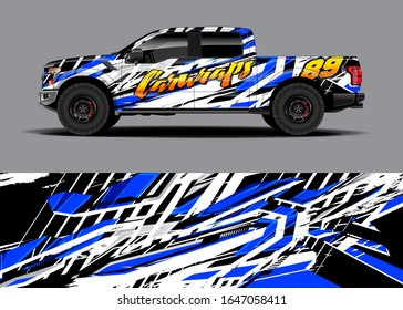 Truck wrap design vector kit. Modern adventure graphics. Abstract stripe racing and grunge background for wrap all vehicle. Full vector eps 10.