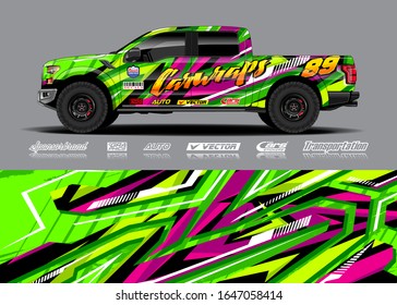 Truck wrap design vector kit. Modern adventure graphics. Abstract stripe racing and grunge background for wrap all vehicle. Full vector eps 10.