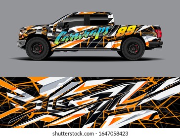 Truck wrap design vector kit. Modern adventure graphics. Abstract stripe racing and grunge background for wrap all vehicle. Full vector eps 10.