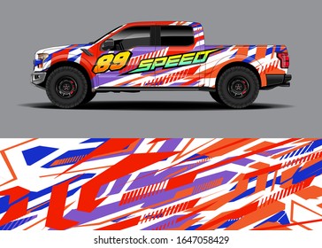 Truck wrap design vector kit. Modern adventure graphics. Abstract stripe racing and grunge background for wrap all vehicle. Full vector eps 10.