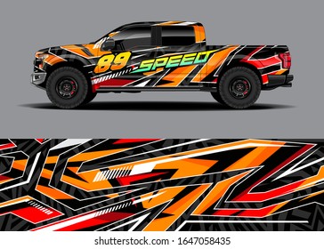 Truck wrap design vector kit. Modern adventure graphics. Abstract stripe racing and grunge background for wrap all vehicle. Full vector eps 10.