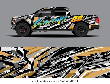 Truck wrap design vector kit. Modern adventure graphics. Abstract stripe racing and grunge background for wrap all vehicle. Full vector eps 10.