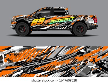 Truck wrap design vector kit. Modern adventure graphics. Abstract stripe racing and grunge background for wrap all vehicle. Full vector eps 10.