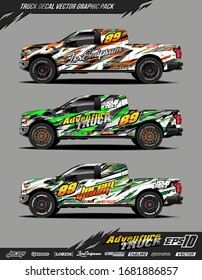 Truck wrap graphic design vector pack. Abstract sporty and adventure racing background. Full vector eps 10