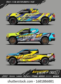 LKW Wrap Grafikdesign Vektor Pack. Abstrakter sportlicher und abenteuerlicher Rennhintergrund. Vollständige Vektor-EPS10