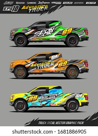 Paquete vectorial de diseño gráfico de envoltura de Coche. Antecedentes deportivos abstractos y de carreras de aventura. Pasos vectoriales completos 10