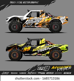 Truck wrap graphic design vector. Abstract sporty and adventure racing background. Full vector eps 10