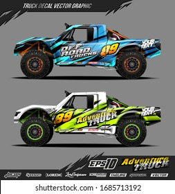 Truck wrap graphic design vector. Abstract sporty and adventure racing background. Full vector eps 10