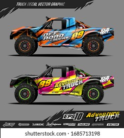 Truck wrap graphic design vector. Abstract sporty and adventure racing background. Full vector eps 10