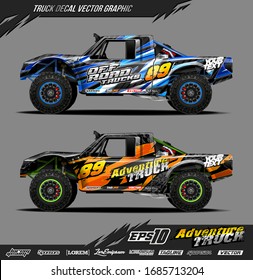 Truck wrap graphic design vector. Abstract sporty and adventure racing background. Full vector eps 10