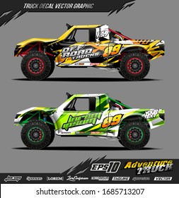 Truck wrap graphic design vector. Abstract sporty and adventure racing background. Full vector eps 10
