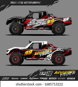 Truck wrap graphic design vector. Abstract sporty and adventure racing background. Full vector eps 10