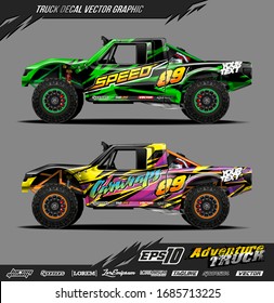 Truck wrap graphic design vector. Abstract sporty and adventure racing background. Full vector eps 10