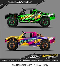 Truck wrap graphic design vector. Abstract sporty and adventure racing background. Full vector eps 10