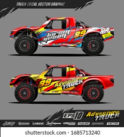Truck wrap graphic design vector. Abstract sporty and adventure racing background. Full vector eps 10