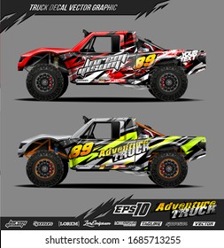 Truck wrap graphic design vector. Abstract sporty and adventure racing background. Full vector eps 10