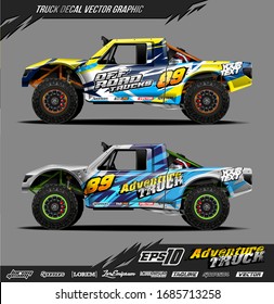 Truck wrap graphic design vector. Abstract sporty and adventure racing background. Full vector eps 10