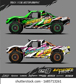 Truck wrap graphic design vector. Abstract sporty and adventure racing background. Full vector eps 10