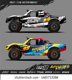 Truck wrap graphic design vector. Abstract sporty and adventure racing background. Full vector eps 10