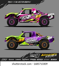 Truck wrap graphic design vector. Abstract sporty and adventure racing background. Full vector eps 10