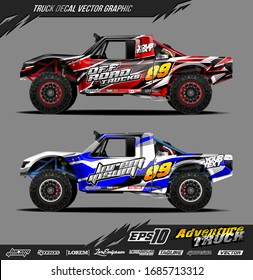 Truck wrap graphic design vector. Abstract sporty and adventure racing background. Full vector eps 10