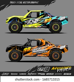 Truck wrap graphic design vector. Abstract sporty and adventure racing background. Full vector eps 10