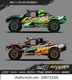 Truck wrap graphic design vector. Abstract sporty and adventure racing background. Full vector eps 10