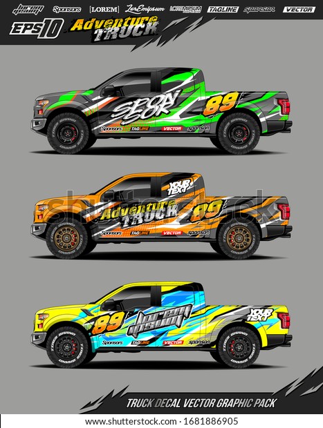 Truck wrap graphic\
design vector pack. Abstract sporty and adventure racing\
background. Full vector eps\
10