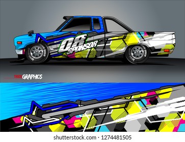 Truck wrap graphic racing abstract strip and background for car wrap and vinyl sticker - Vector 