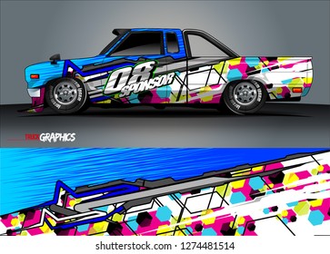 Truck wrap graphic racing abstract strip and background for car wrap and vinyl sticker - Vector 