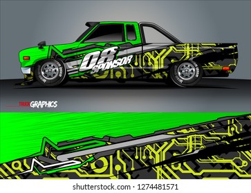 Truck wrap graphic racing abstract strip and background for car wrap and vinyl sticker - Vector 