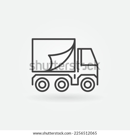 Truck Wrapping or Advertising vector concept thin line icon or symbol