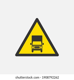 Truck Yellow Caution Sign Icon Traffic Stock Vector (royalty Free 