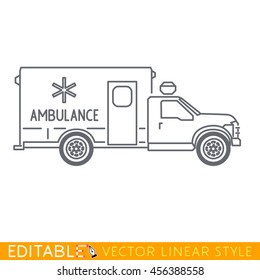 Truck-based ambulance. Editable vector icon in linear style.