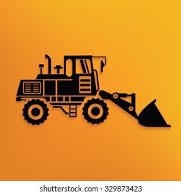 Truck,construction on yellow background,clean vector