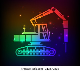 Truck,drill,industry design,rainbow concept,clean vector